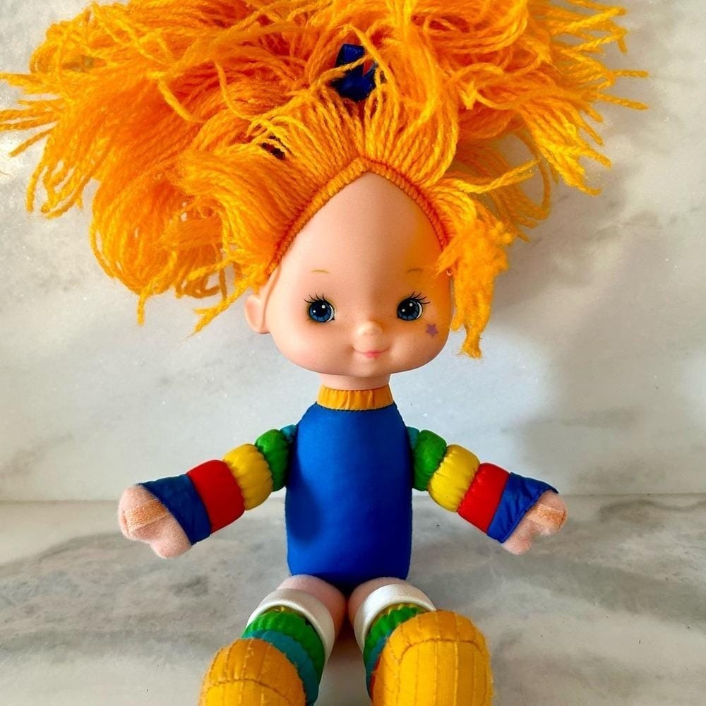 Vintage 1983 Rainbow Brite Doll Hallmark Cards Inc Orange Yarn Hair 80s Toy